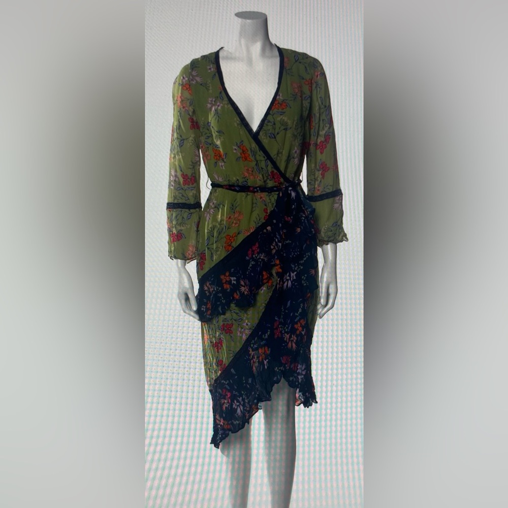Love Sam Green and Black Floral Long Sleeve Dress